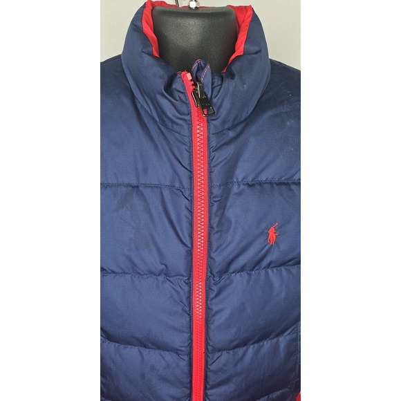 Boy's Polo Ralph Lauren‎ Red Blue Reversible Puffer Vest 75% Grey Duck Down Sz 6 - Picture 13 of 16